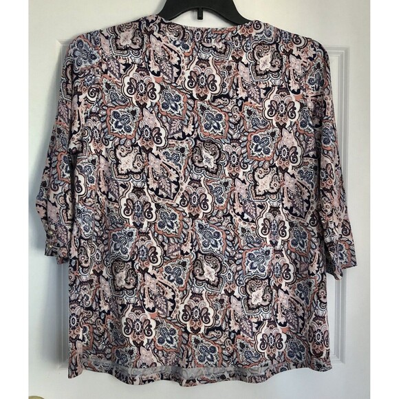 Per Seption Concept Tops Women's Size Medium Paisley Tunic Long Sleeve Crew Neck - Picture 4 of 9